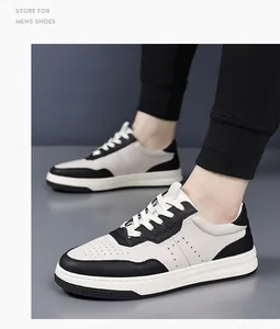 Sneaker casual traspiranti da uomo con suole spesse in classico bianco e nero