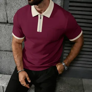 Dichtbij van heren poloshirt met functionele rits en unieke wafelstructuur textuur