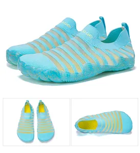 Detailed views of light blue barefoot sock shoes with wide toe box and glitter rubber sole