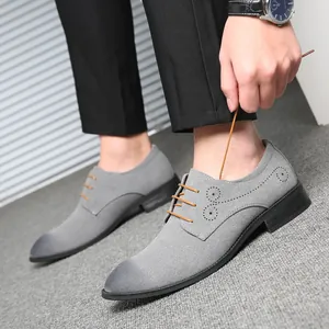 Scarpe in Pelle da Uomo Stile Britannico Punta a Punta Business Casual PU Finitura Opaca Lacci Oxford Taglie Forti Eleganti