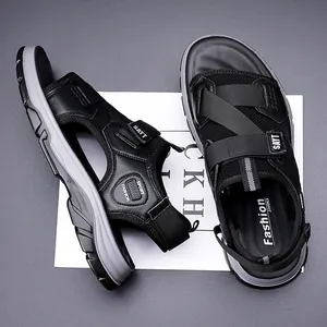 Hochwertige atmungsaktive Herren-Sandalen in Schwarz mit weicher Sohle für den Strand