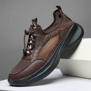 Herren Walkingschuhe Atmungsaktiv Netzgewebe Weiche Sohle Sport Sneaker Bequem Outdoor Lässig Plateau Flache Fußbekleidung