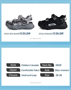 Detailansicht der Kinder-Strandsandalen mit Klettverschluss und Mesh-Obermaterial.