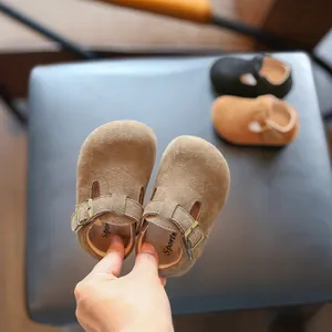 Chaussures de marche en daim pour tout-petits avec bride à boucle réglable confortable