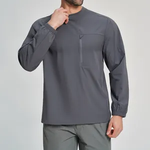 Top Sportivo da Uomo in Nylon Riciclato a Manica Lunga Asciugatura Rapida T-Shirt per Outdoor Escursionismo Palestra Con Tasca a Zip