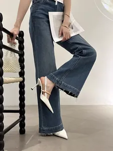 French style elegant white pointed-toe kitten heel sandals with gold metal strap