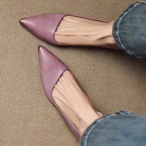 Women French Elegant Pointed Toe Kitten Heel Pumps PU Leather Side Cut-out Office Commute Dress Shoes Solid Color Soft Pumps