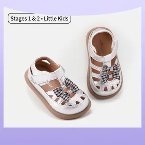 Scarpe da Passeggio a Fiori con Fiocco Estivo per Neonata in Pelle Microfibra Suola Morbida Sandali Principessa Antiscivolo