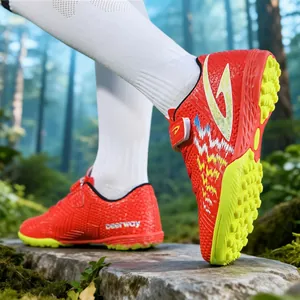Scarpe da Calcio TF per Bambini Scarpe da Calcio Turf con Velcro Antiscivolo Sneakers Sportive da Allenamento per Ragazzi Ragazze