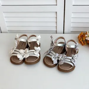 Mädchen Prinzessin Sandalen Sommer Mikrofaser Leder Schleife Strass Künstliche Perle Weiche Sohle Schuhe Für Party Hochzeit