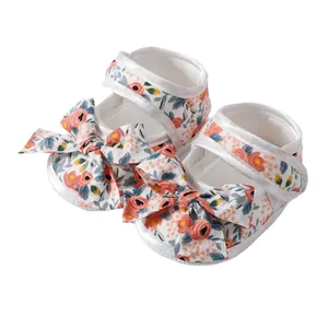 Bezaubernde Baby-Mädchen Prinzessinnenschuhe mit Blumenmuster und weicher Sohle für 0-1 Jahr