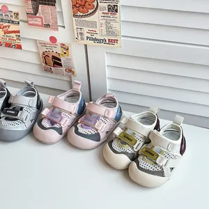 Kleinkind Kinder Mesh Mikrofaserleder Sandalen Atmungsaktive Sommerschuhe Jungen Mädchen Anti-Kollisions-Zehen Klettverschluss Schuhe