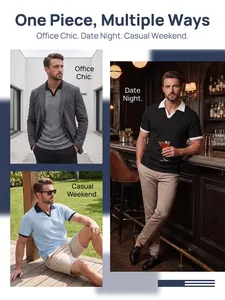 Men's jacquard polo shirt styled for office, date night, and casual wear