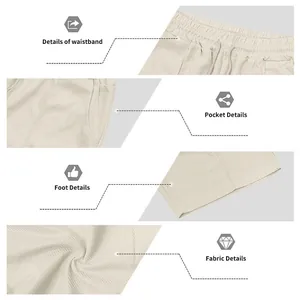 Vues détaillées du short gaufré pour homme : taille, poche et texture du tissu