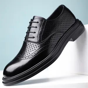 Zapatos de Vestir Business para Hombre Cuero Reciclado Transpirable Brogue Cordones Elevación Estatura Verano