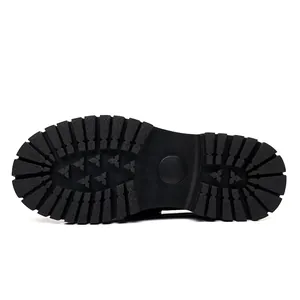 Detail view showing the durable non-slip lug sole for men's outdoor platform loafers.