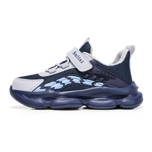 Blaue Jungen-Sportschuhe mit atmungsaktivem Mesh und Klettverschluss für Kinder