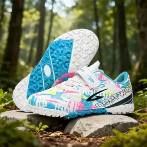 Vibrant graffiti pattern turf soccer shoes for kids and adults outdoor training