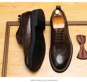 Gedetailleerd overzicht van bruine leren brogue schoenen met decoratieve perforaties.