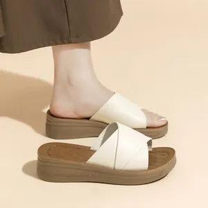 Damen Mode Kreuzriemen Plateau Hausschuhe Sommer Lässig Dicke Sohle Rutschfest Strand Slides Für Schwangere Frauen Bequeme Sandalen