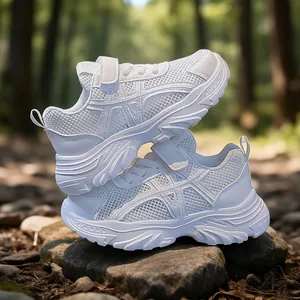 Zapatos Daddy de Moda para Niñas Zapatillas de Deporte de Malla Transpirable para Niños Zapatos de Running de Suela Blanda con Cierre Adherente