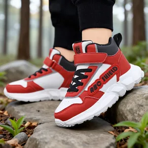 Strapazierfähige hohe wasserdichte Sneaker für Mädchen in Rot und Weiß, Freizeit-Laufschuhe