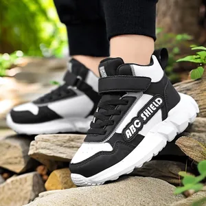 Bequeme schwarz-weiße High-Top-Sneaker für Mädchen, wasserfest mit rutschfester Gummisohle