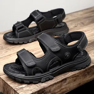 Sandalias deportivas para hombre negras con suelas antideslizantes suaves y correas