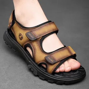 Sandalias deportivas de exterior marrones para hombre con suela antideslizante y velcro