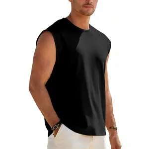 Canotta casual da uomo in nero tinta unita, vestibilità ampia per il look estivo