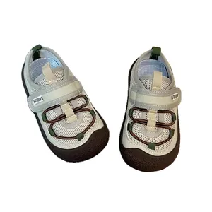 Breathable mesh kids sneakers with soft soles and velcro straps for outdoor wear