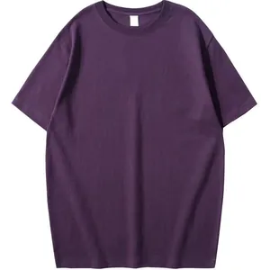 Dunkelviolettes Herren-T-Shirt im amerikanischen Stil mit halben Ärmeln aus Baumwolle