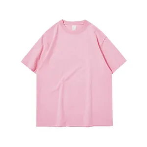 Premium minimalistisches rosa Oversized-Baumwoll-T-Shirt für Herren mit Rundhalsausschnitt