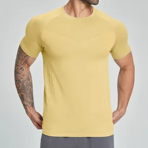 Men's Seamless Quick Dry Athletic T-Shirt Breathable Short Sleeve Fitness Top For Gym Hiking Running Outdoor Sports