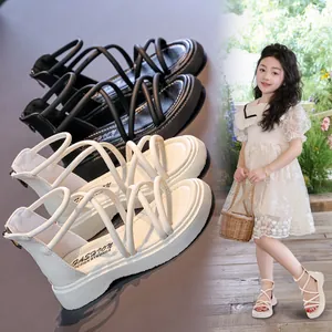 Sandali alla Romana da Bambina High Top Stile Principessa Fata Scarpe da Spiaggia Cinturini Incrociati Suola Morbida Sandali da Gladiatore per Bambini Estate