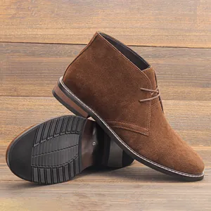 Bottines Désert Homme Rétro Décontractées Cuir Véritable Daim de Bovin Chukka Boots Mode Classique Lacets Antidérapant