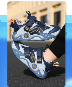 Chaussures de course imperméables pour enfants bleues, antidérapantes et respirantes