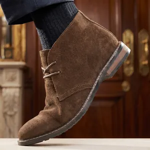 Stivali da Deserto da Uomo in Pelle Scamosciata Retrò Classici Chukka Boots Allacciati Moda Casual Stivaletti Taglie Grandi