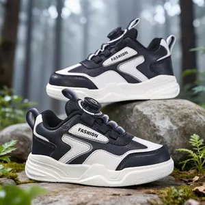 Sneakers alla Moda per Ragazzi e Ragazze Impermeabili in Pelle Sintetica Scarpe Casual con Fibbia Rotante Suola Morbida