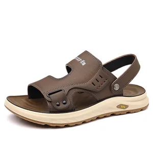 Sandales de plage en cuir premium pour hommes, chaussures de loisirs d'extérieur