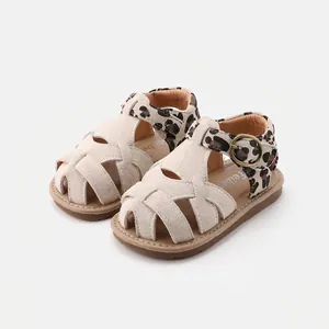 Kleinkinder Mädchen Römersandalen Koreanischer Stil Leopardenmuster Hohl Weiche Sohle Schuhe Für Baby 1-3 Jahre Sommer Outdoor Sandalen
