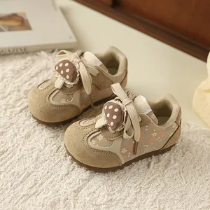 Floral German army trainers for girls with cute mushroom accent for spring sneakers