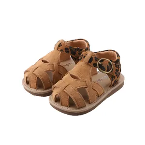 Mädchen Sandalen mit Leopardenmuster und weicher Sohle für Kleinkinder im Freien