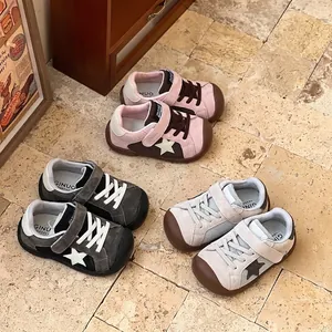Kids Casual Board Shoes Microfiber Leather Toddler Walking Sneakers For Boys Girls Star Patch Breathable Summer Footwear
