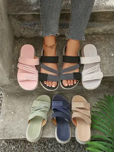 Sandales compensées décontractées pour femmes avec velcro en six couleurs d'été