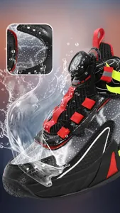 Nahaufnahme von Jungen-Basketballschuhen mit atmungsaktivem Mesh und robuster Lederstruktur