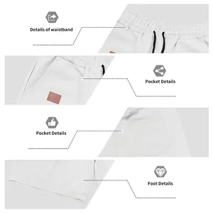Detailed view of white quick-dry men's casual beach shorts showing waistband and pockets.