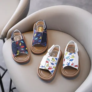 Kids Boys Girls Dinosaur Print Summer Beach Sandals Soft Sole Lightweight Cartoon Casual Outdoor Adjustable Shoes