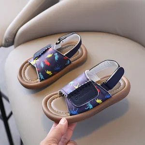 Kids lightweight summer sandals with soft soles and colorful dinosaur pattern prints