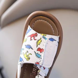 Toddler beach sandals featuring colorful dinosaur prints and comfortable soft soles